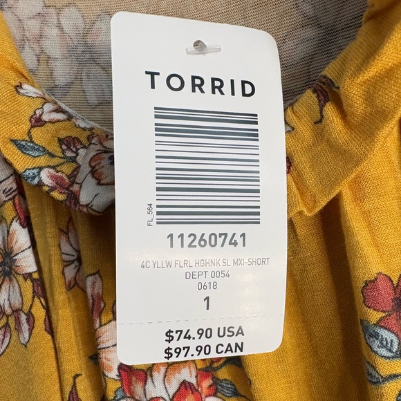 Torrid Yellow Ruffled Tiered Maxi Sundress size 1 - Picture 6 of 7